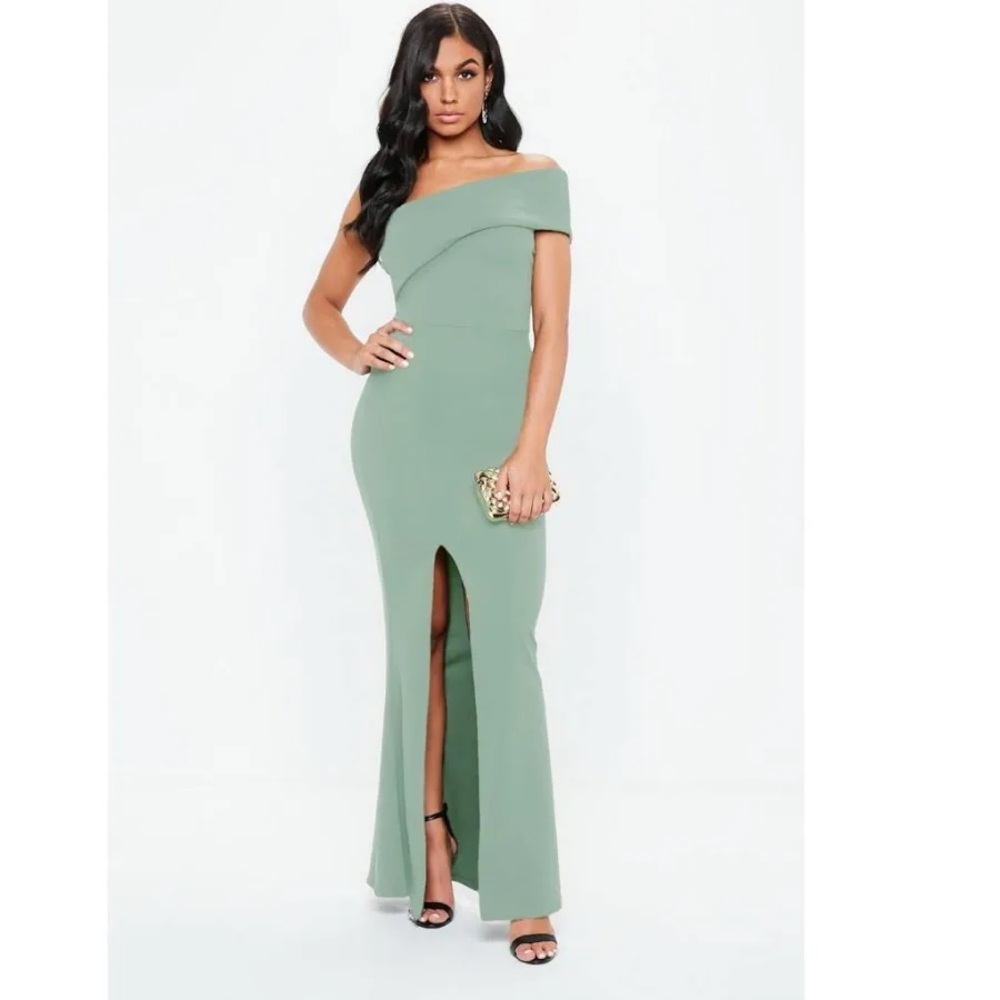 NWT Missguided One Shoulder Midi Dress in Sage US Size 6🌱